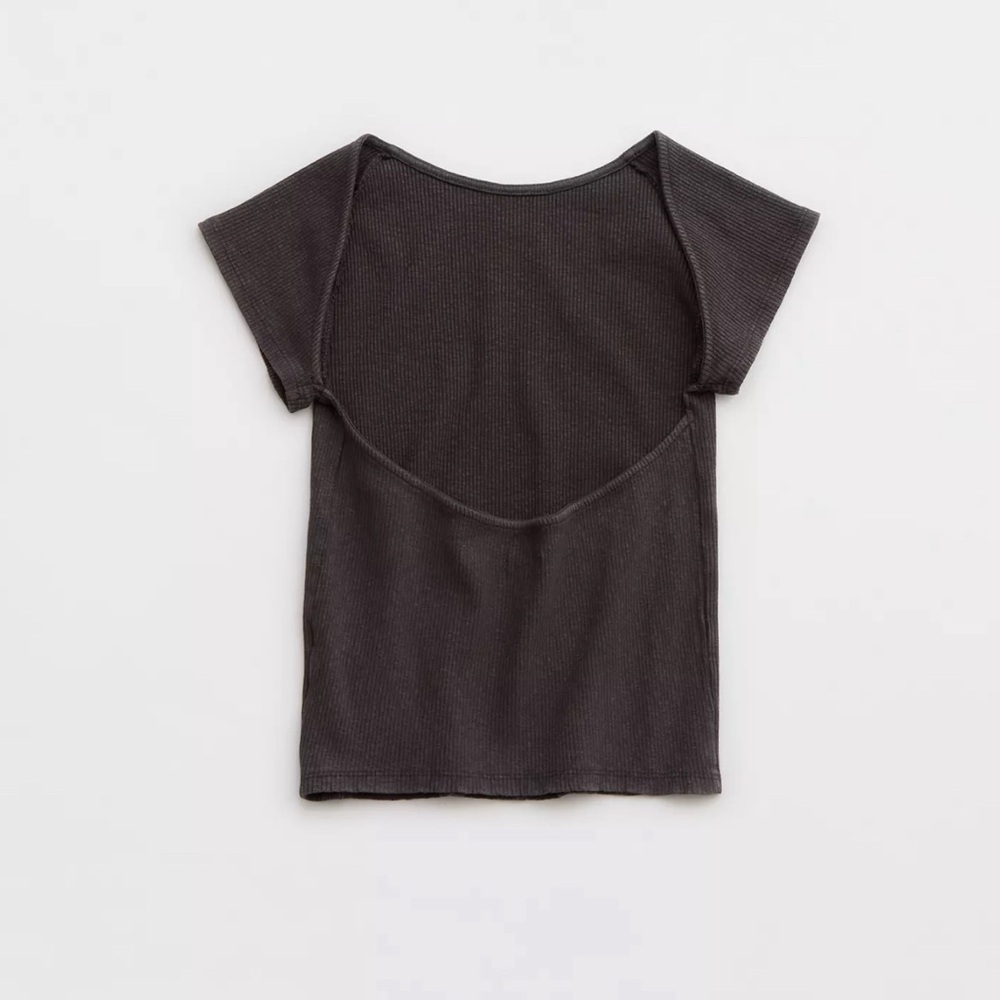 (#63)AERIE Ribbed Open Back T-Shirt - Picture 4 of 6